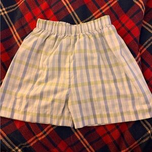 Little English Cream and Green Plaid Shorts